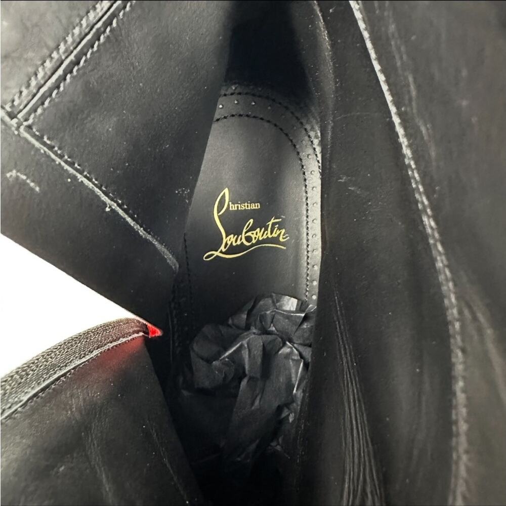 Christian Louboutin Aiglissima Strass Ankle Boots Black Block Heel Womens 10.5 - Picture 10 of 13